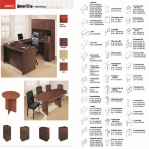 laminate office furniture for US market- E1 boards with CARB certificate. Desks, U set, casegoods, bookcase, cupboards, etc.